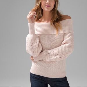 WHBM Cowl Neck Chunky Knit Sweater Medium Blush Balloon Sleeve